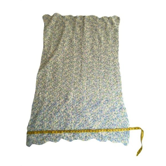 Pastel Hand Crochet Afghan Chair Throw Baby Blanket 53” x 36” Pink Yellow Blue‎ - Picture 8 of 10